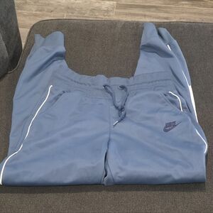 Nike Blue Men’s Athletic Track Pants with White Piping